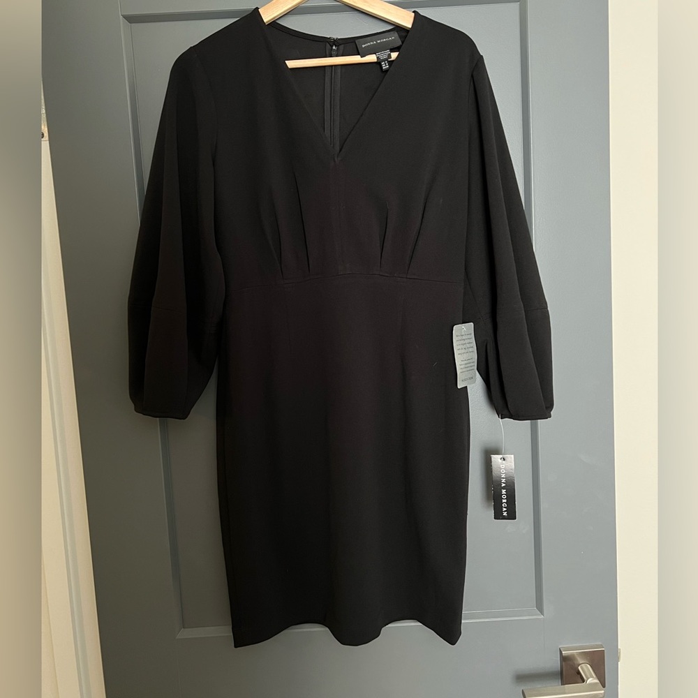 Donna Morgan work dress with sleeves.